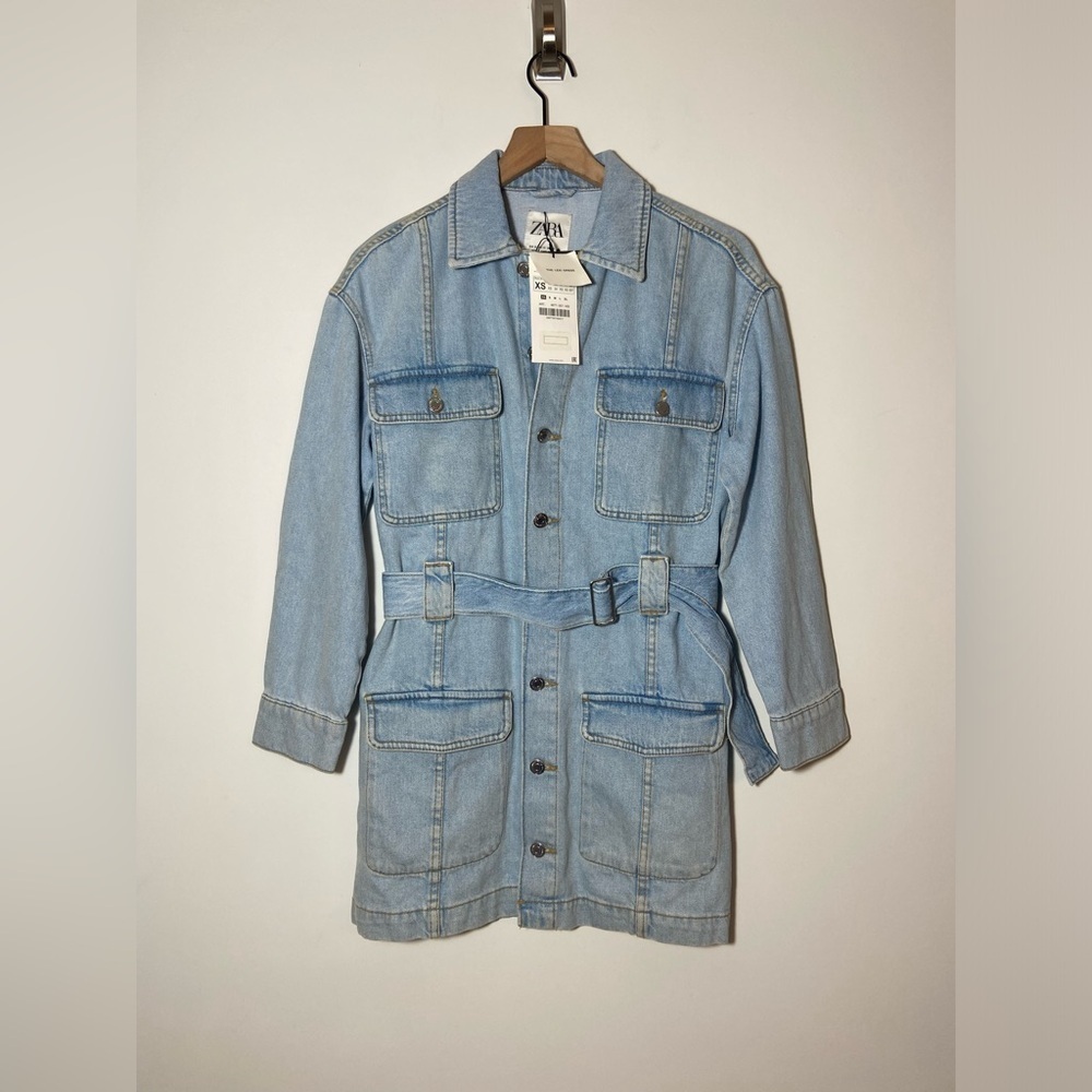Zara Denim Blue Long Sleeve Dress